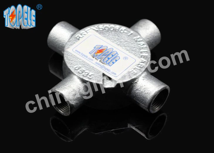 Galvanizli dövülebilir kavşak kutusu 4 yol kutusu BS4568 uygun elektrik / BS31 GI boru bağlantı parçaları